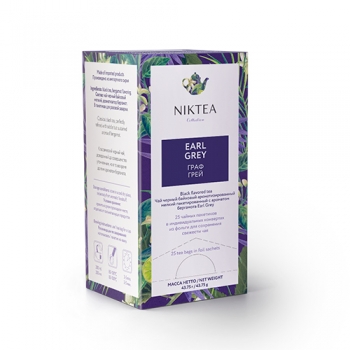 Чай черный Niktea Earl Grey с бергамотом в пакетиках 25х1.75г.