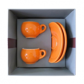 Кофейные чашки эспрессо Danesi, подарочный набор 4 предмета, оранжевый