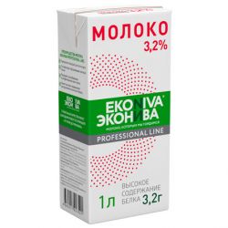Молоко EKONIVA Professional Line 3.2% 1л, 12шт